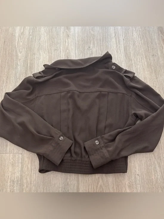 Zara Women's Chocolate Brown Button-Front Collared Blouse Small - Picture 4 of 4